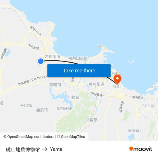 Cishan Geology Museum to Yantai map