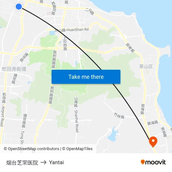 Yantai Zhifu Hospital to Yantai map