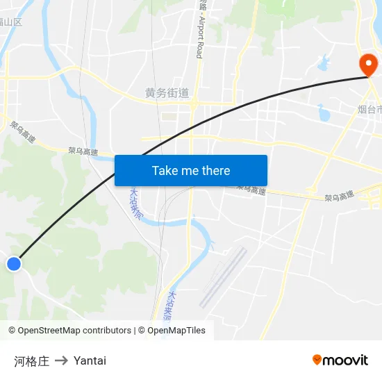 Hege Village to Yantai map