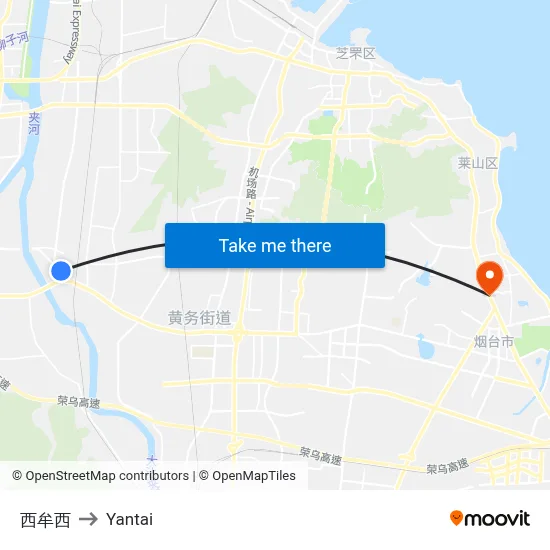West Muxi to Yantai map