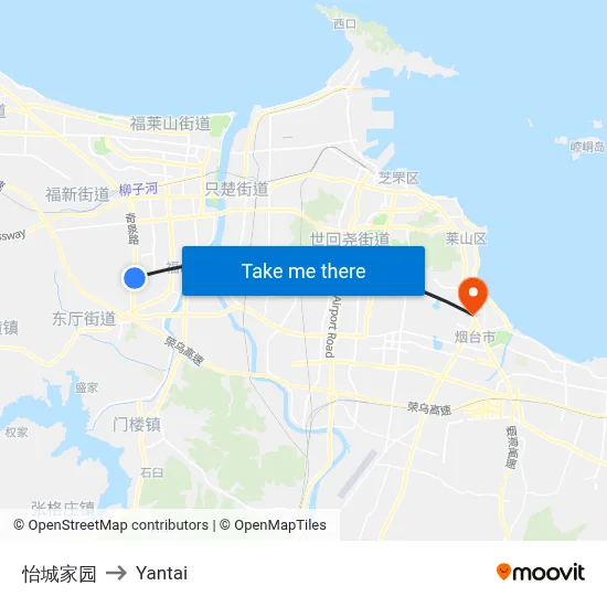 Yicheng Garden to Yantai map