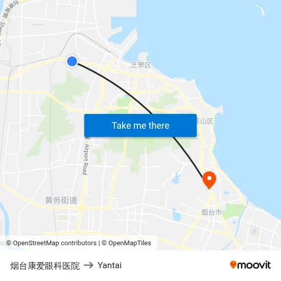 Yantai Kangai Eye Hospital to Yantai map