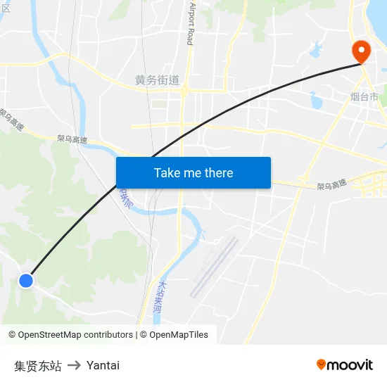 Jixian East Station to Yantai map