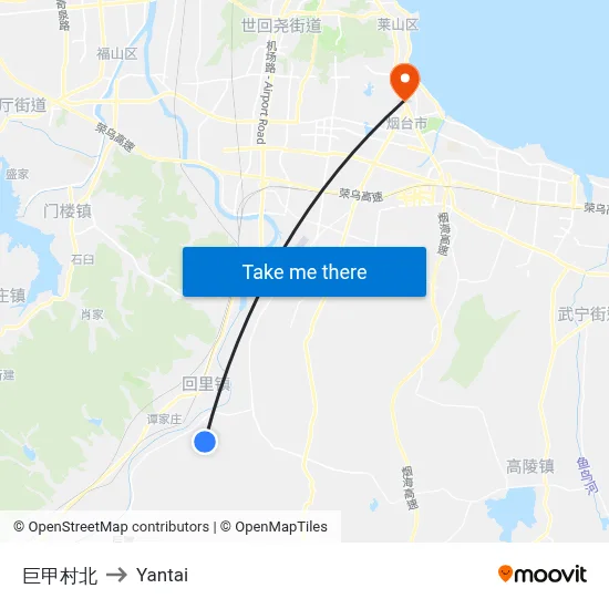 North of Jujia Village to Yantai map
