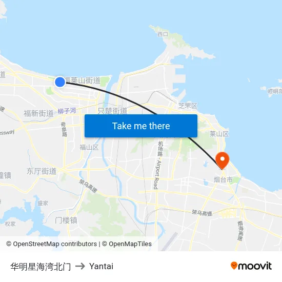 Huaming Starry Bay North Gate to Yantai map