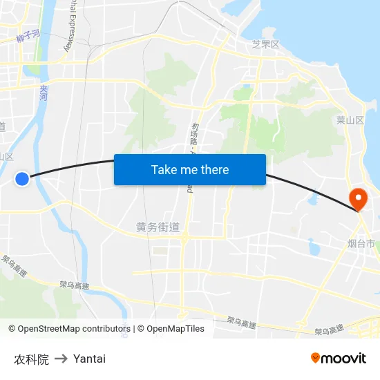 Agricultural Research Institute to Yantai map