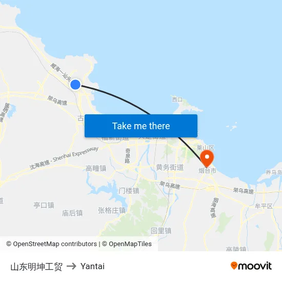 Shandong Mingkun Industry & Trade to Yantai map