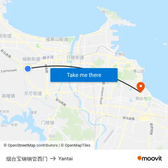 Yantai Baosteel Pipe West Gate to Yantai map