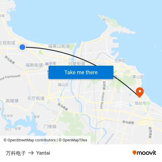Wanke Electronics to Yantai map