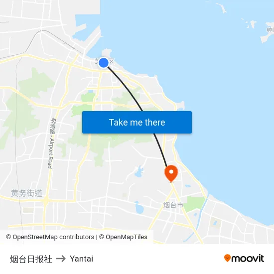 烟台日报社 to Yantai map