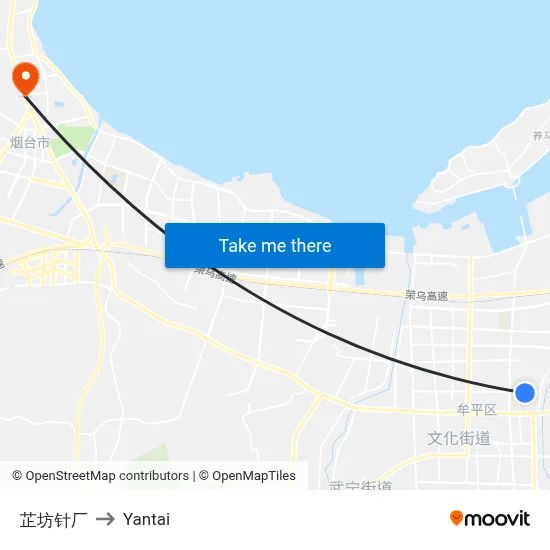 Zhifang Needle Factory to Yantai map