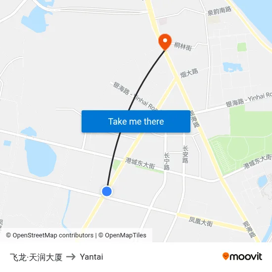 Flying Dragon Tianrun Building to Yantai map