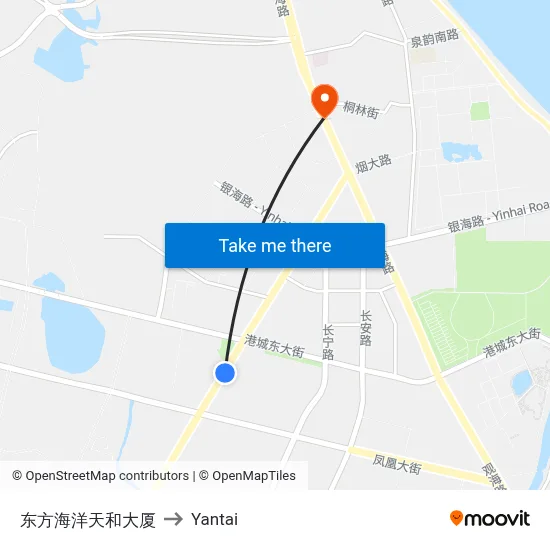 Dongfang Ocean Tianhe Building to Yantai map