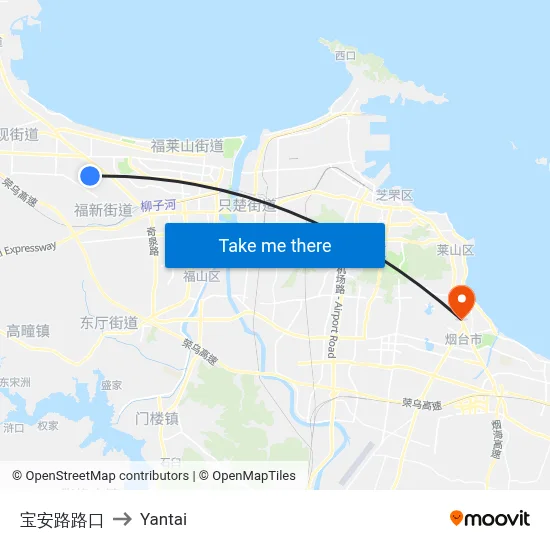 Bao'an Road Intersection to Yantai map