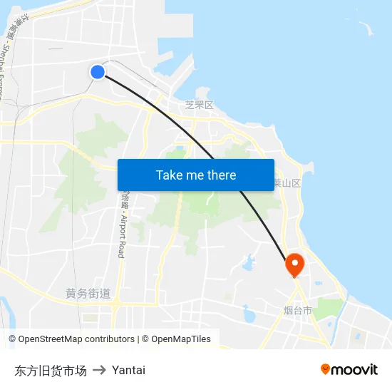东方旧货市场 to Yantai map
