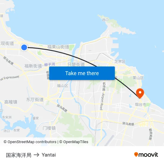 National Ocean Administration to Yantai map