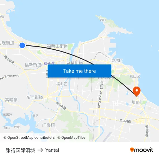 张裕国际酒城 to Yantai map