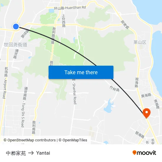 Zhonghua Family Court to Yantai map