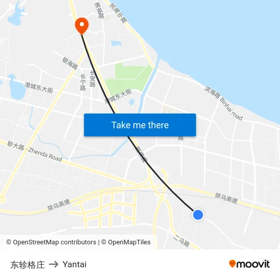 东轸格庄 to Yantai map