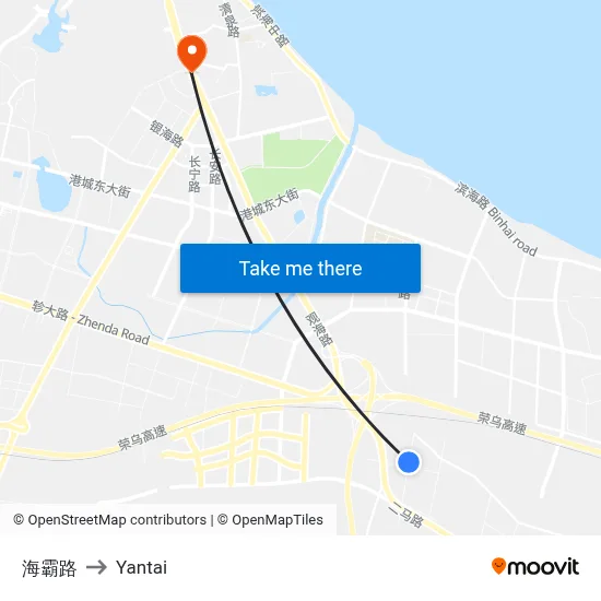Haiba Road to Yantai map