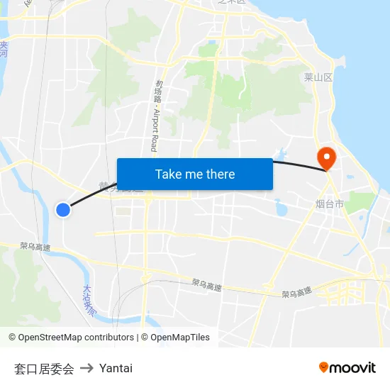 套口居委会 to Yantai map