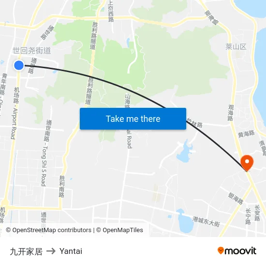 九开家居 to Yantai map