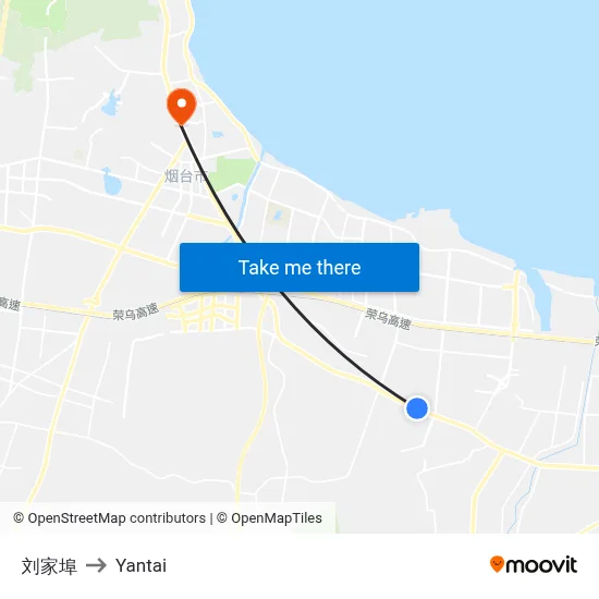 Liu Jia Bu to Yantai map