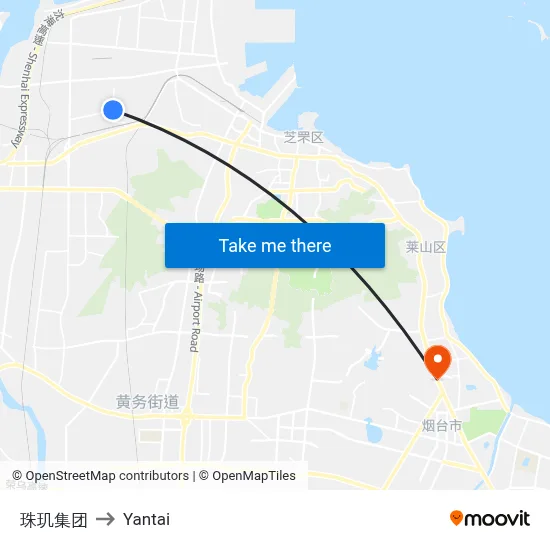 Zhuji Group to Yantai map