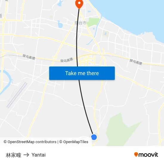 Lin Family Farm to Yantai map