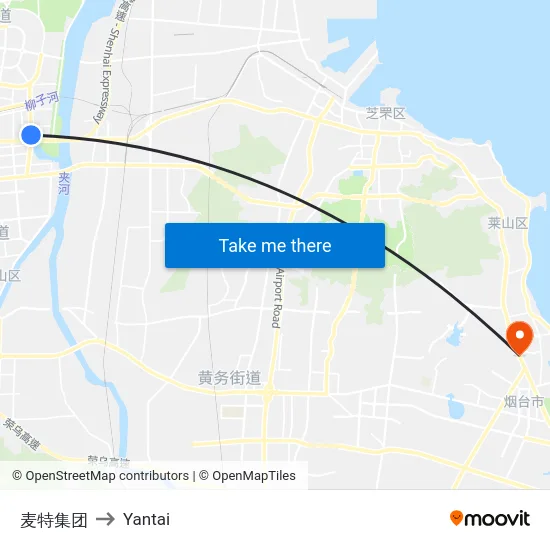 麦特集团 to Yantai map