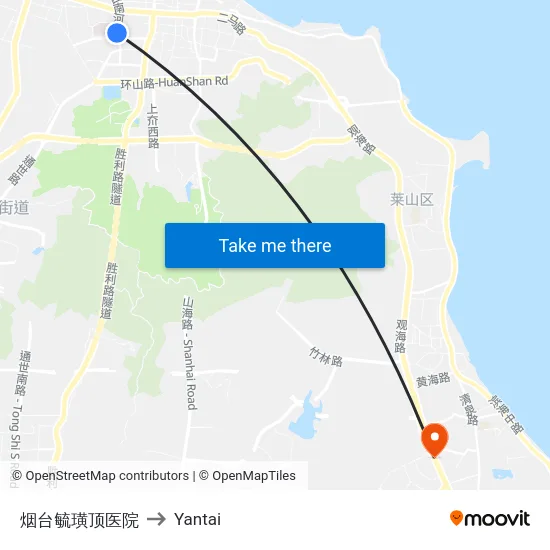 烟台毓璜顶医院 to Yantai map