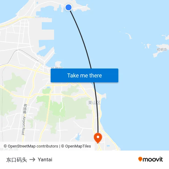 East Port to Yantai map