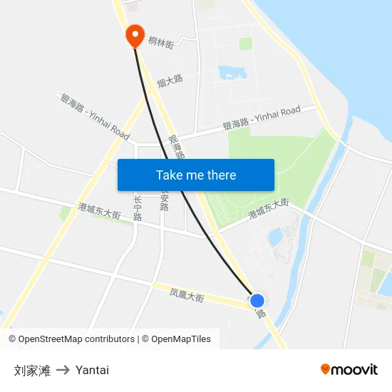 刘家滩 to Yantai map