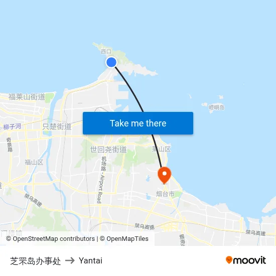 Zhifu Island Office to Yantai map