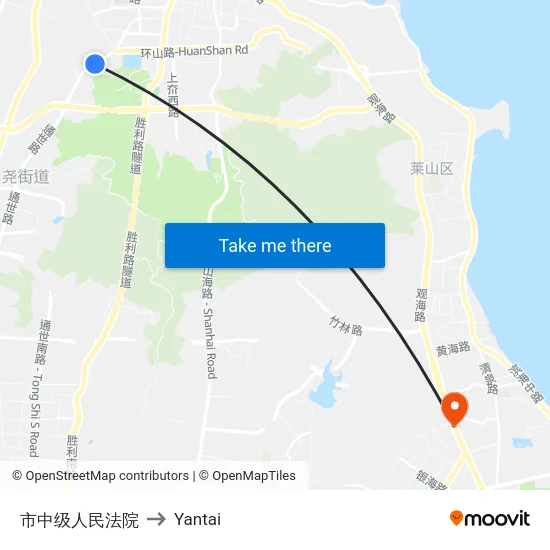 市中级人民法院 to Yantai map