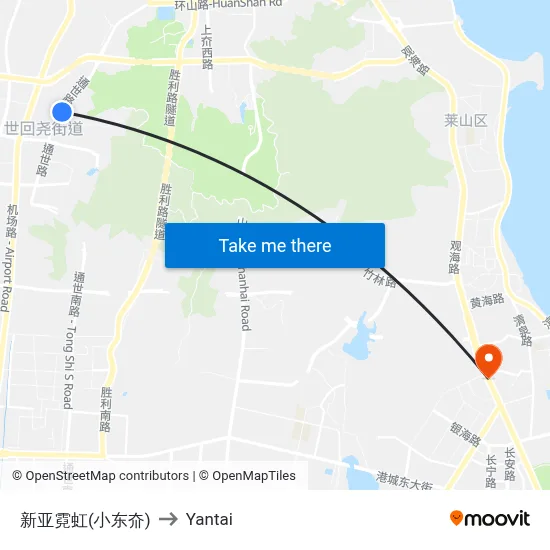 New Asia Neon (Xiao Dongjia) to Yantai map
