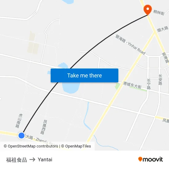 Fuzu Foods to Yantai map