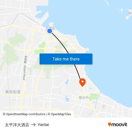 Pacific Ocean Hotel to Yantai map