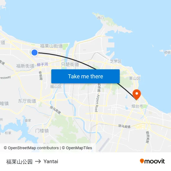 Fulai Mountain Park to Yantai map