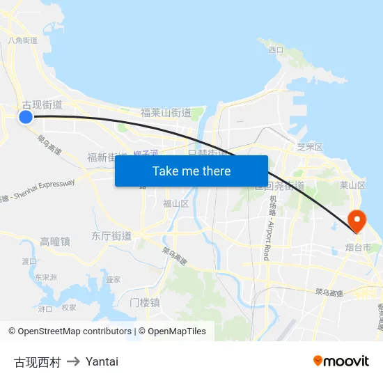 古现西村 to Yantai map