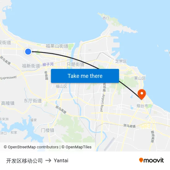 Development Zone Mobile Company to Yantai map