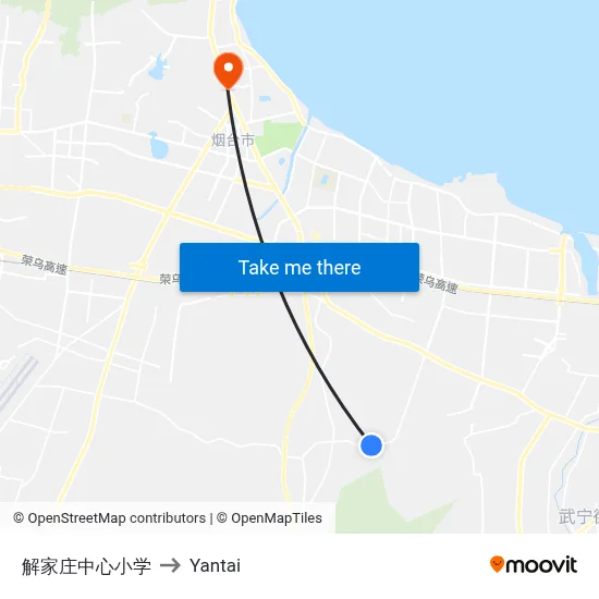 Jiejiazhuang Central Elementary School to Yantai map