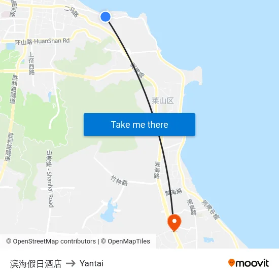 滨海假日酒店 to Yantai map