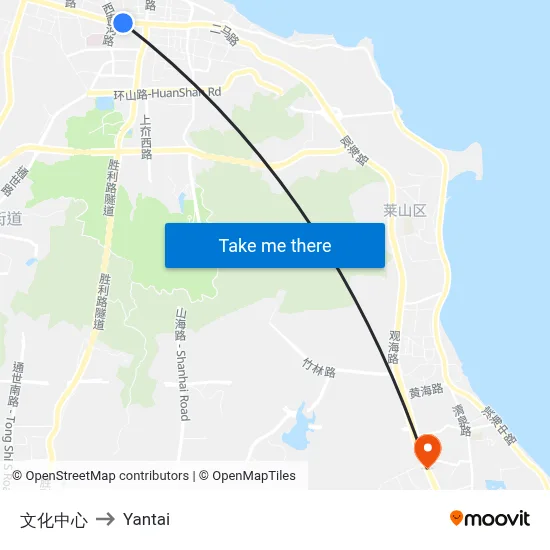 Cultural Center to Yantai map