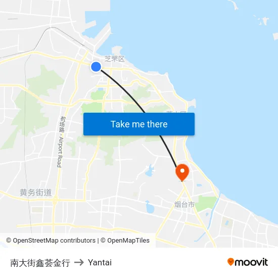 南大街鑫荟金行 to Yantai map