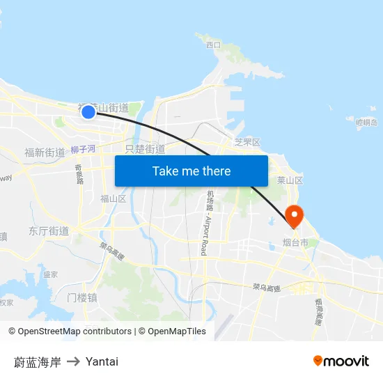 Blue Coast to Yantai map