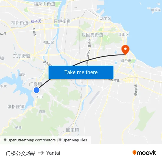 Menlou Bus Station to Yantai map