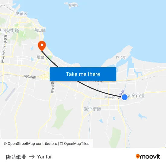 Longda Paper Industry to Yantai map