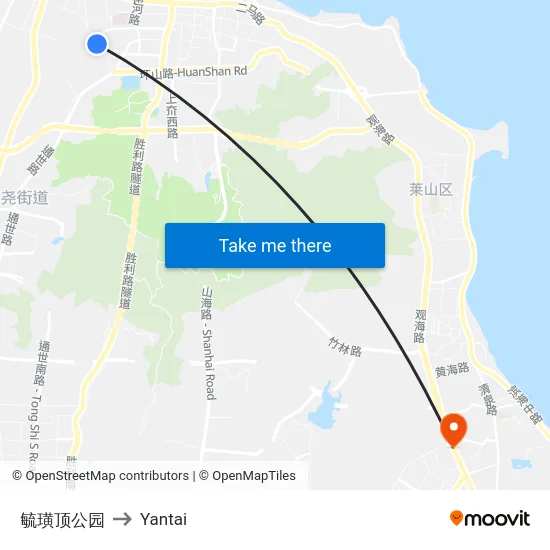 毓璜顶公园 to Yantai map