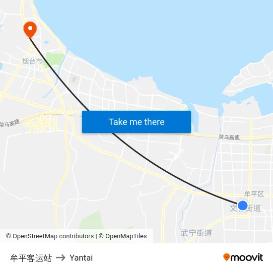 牟平客运站 to Yantai map